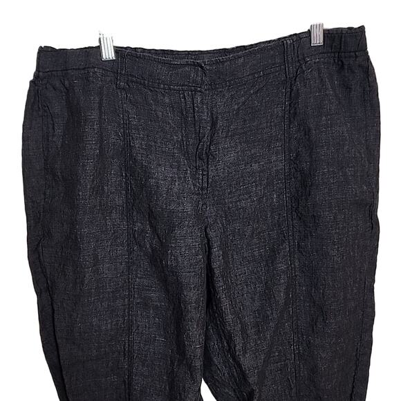 Eileen Fisher Dark Heather Charcoal Gray Organic Linen Pants, Large - Picture 2 of 9